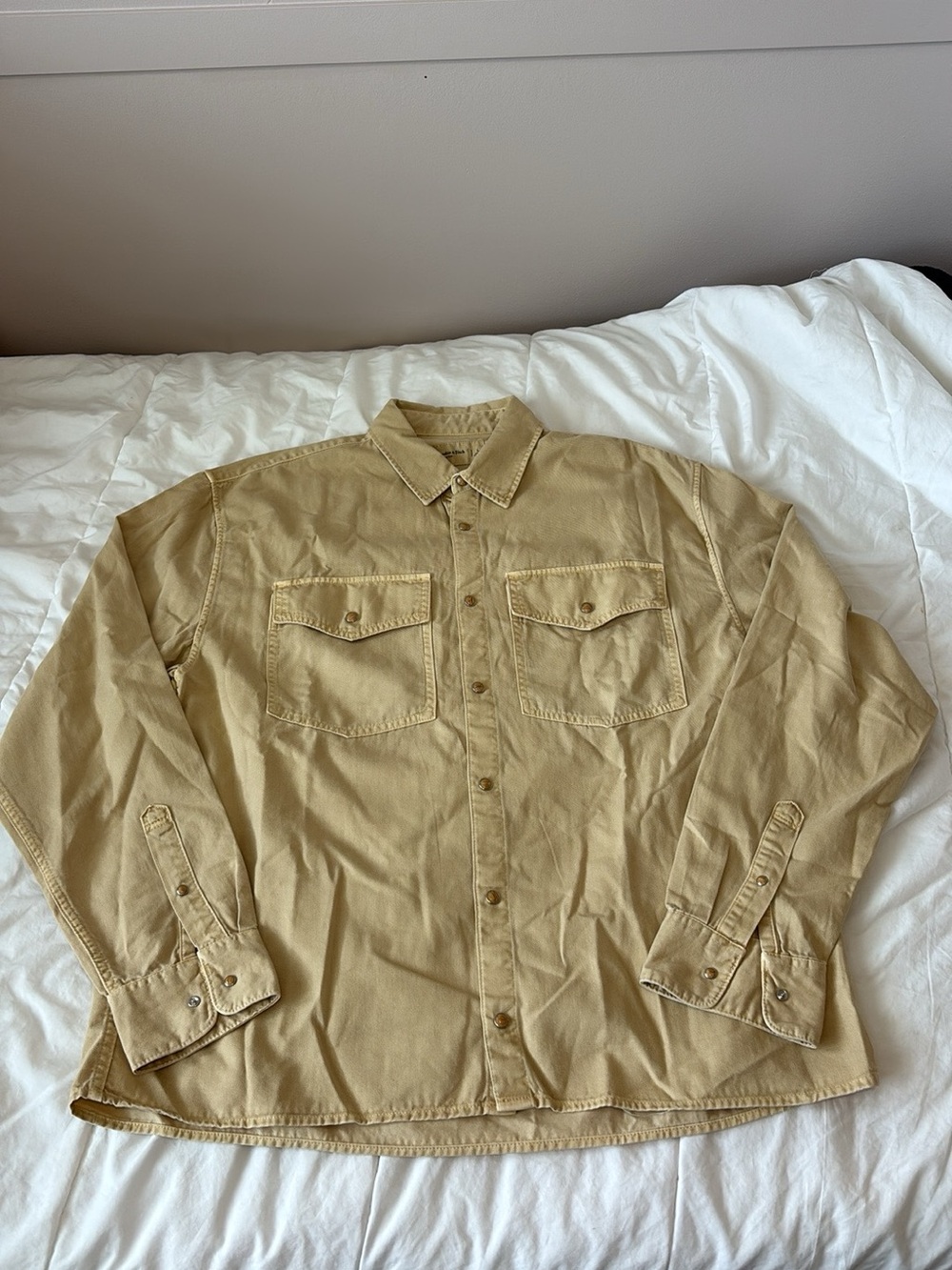 Abercrombie & Fitch Men's Lightweight Button-Up Shirt Jacket in Khaki
